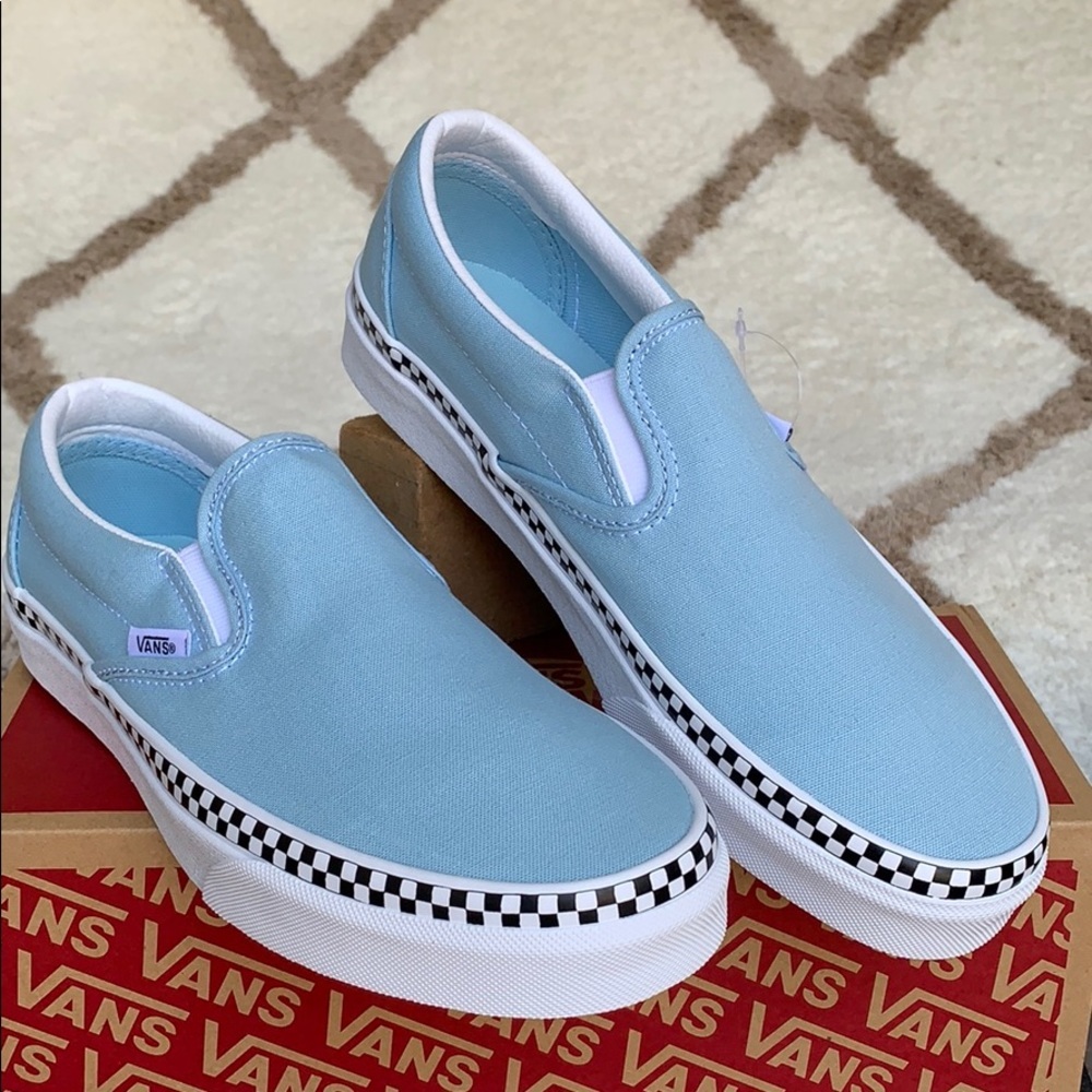 VANS CLASSIC SLIP-ON CHECK FOXING COOL BLUE WMNS - Picture 4 of 16